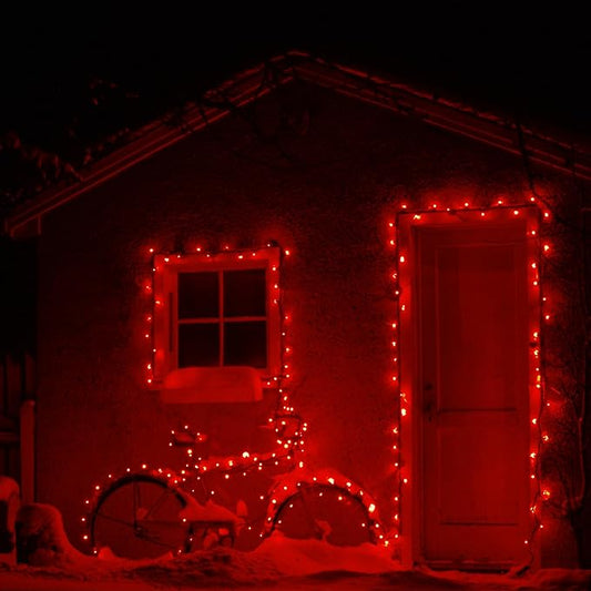 Solar String Lights for Outside, 39Ft 100 LED Solar String Lights Outdoor with 8 Modes,Solar Lights for Outside Waterproof for Yard, Fence,Balcony, Party,Christmas Tree Decorations (Red)