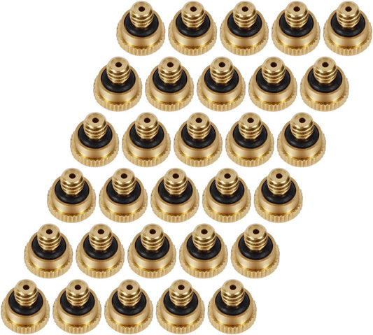 Brass Misting Nozzles 0.016" Orifice (0.4mm) 10/24 UNC, Water Mister Parts Fog Nozzles for Patio Misting System Outdoor Cooling System (30)