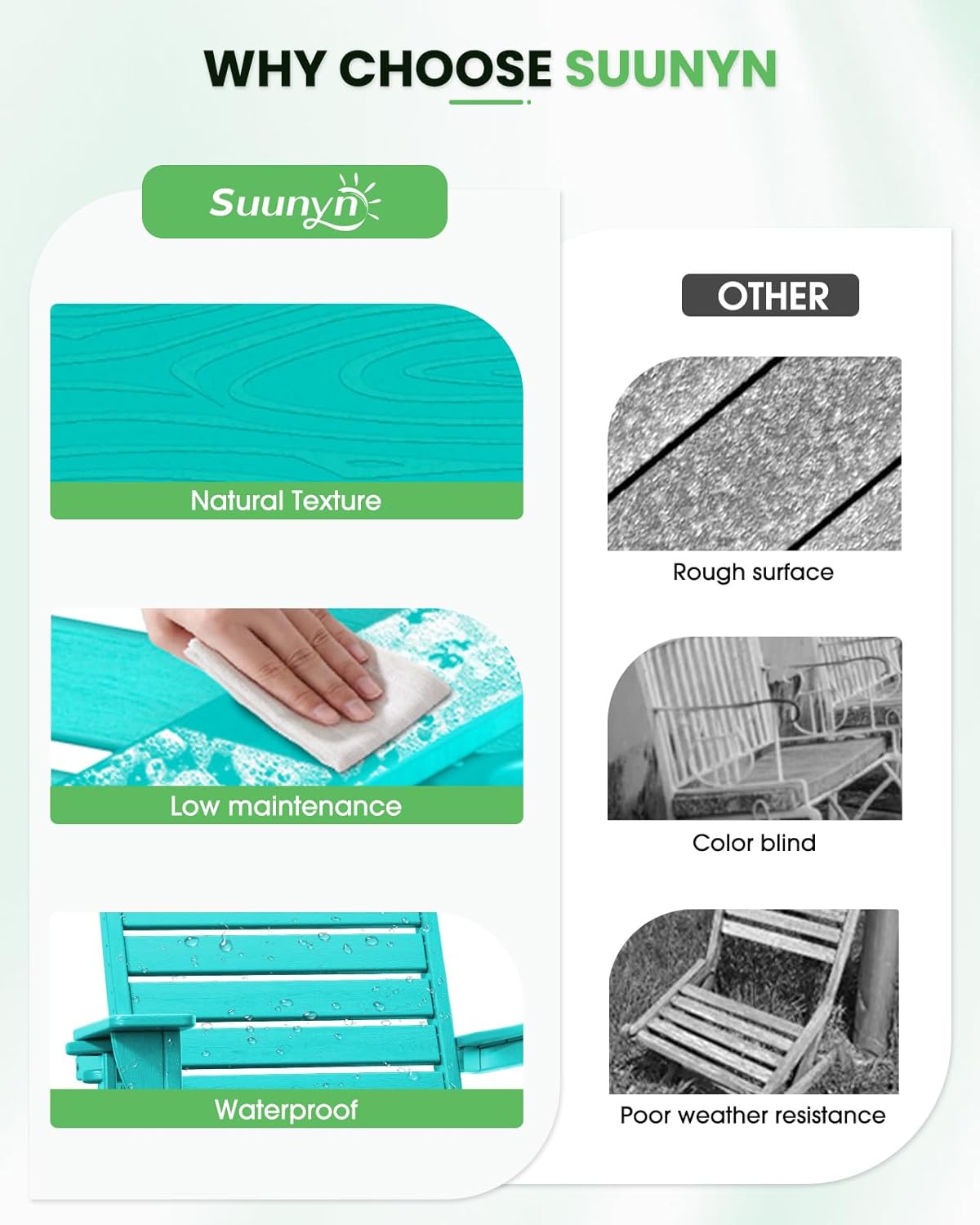 Adirondack Chairs Set of 4, Outdoor Fire Pit Chairs, HDPE All-Weather Adirondack Chairs with Cup Holder, Lawn Chair for Deck, Patio, Garden (Lakeblue)