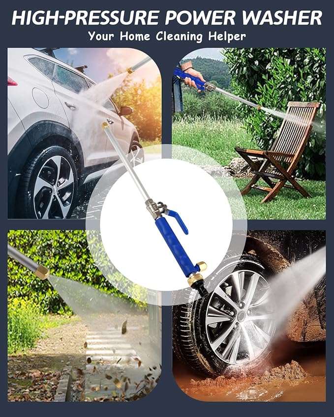Upgraded Jet Nozzle for Garden Hose Power Washer Wand Hydro Jet High Pressure Washer Tools with 2 Different Nozzles and Hose Quick Connectors