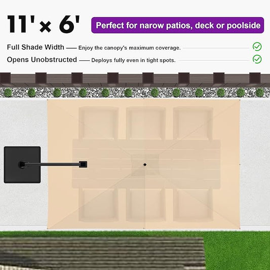 PURPLE LEAF 6.5' X 10' Left-right Tilt Patio Umbrella Outdoor Cantilever Swivel Rectangle Umbrella Aluminum Offset Umbrella with 360-degree Rotation for Garden Deck Pool Patio Beige