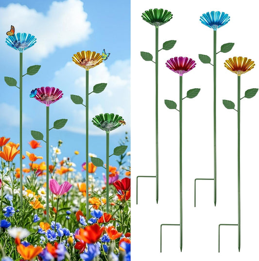 Bee Watering Station, 4 Pcs Metal Bee Water Feeder for Garden, Pollinator Water Feeder for Bees and Butterflies for Thirsty Pollinators(Red, Yellow, Blue, Green)