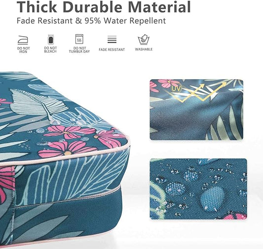 Porch Shield Outdoor Cushion Slipcovers Patio Chair Seat Cushion Covers Set 4 Waterproof Fade Resistant 22 x 20 x 4 inch, Palm Leaf