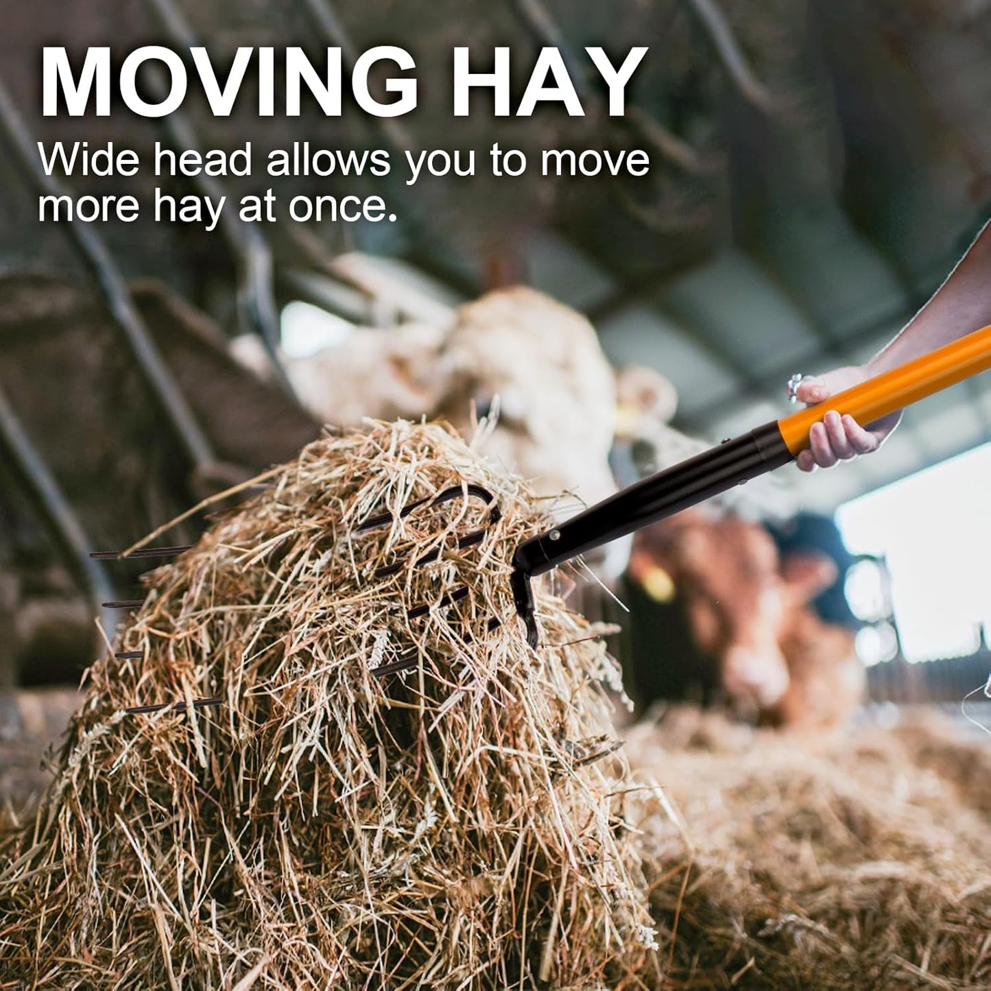 5 Tine Pitchfork for Gardening, Heavy Duty Pitchfork with Fiberglass Handle, Garden Fork for Mulching, 58 Inches