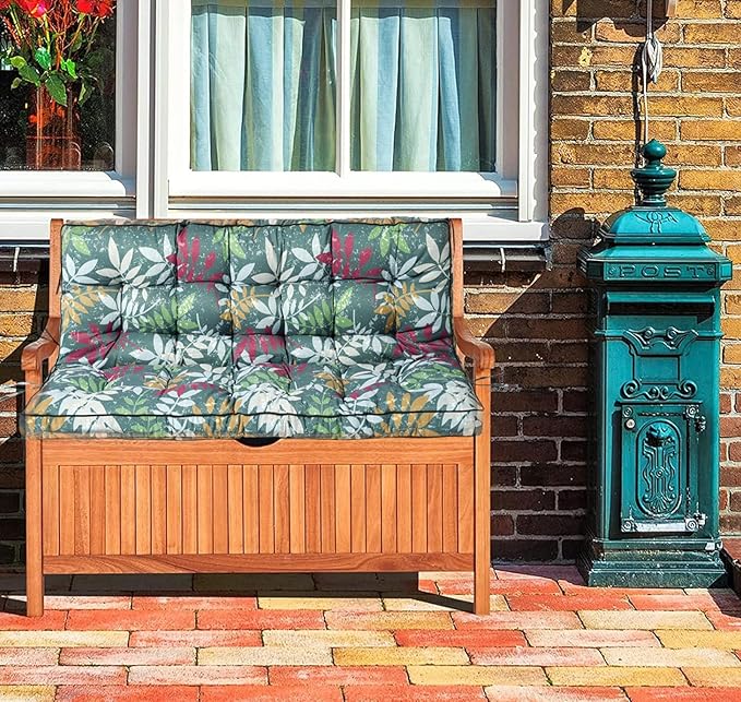 Swing Replacement Cushions with Backrest, 2 or 3 Seater Waterproof Non-Slip Overstuffed Swing Pad, Indoor/Outdoor Bench Cushion for Porch Chair Swing Garden Furniture (Flower color, 40 * 55 in)