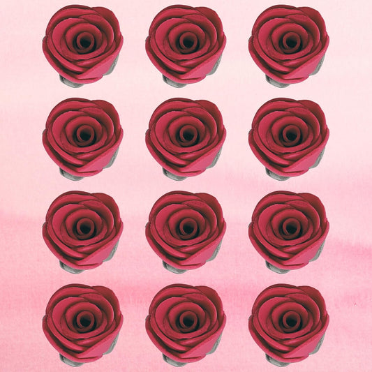 Confect Edible Flower | Edible Flower for cake decorations | Edible Flower Cupcake Toppers | Cupcakes & Doughnut Edible Toppers | Rich Deep Burgundy Sugar Flower- Pack of 12