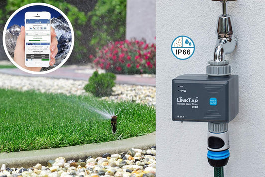 LinkTap G1S Wireless Water Timer & Gateway - Smart Sprinkler Timer with App, Remote Irrigation for Garden, Weather Aware, Greater Range than WiFi, Manual Control & Digital Lockout, 2 Year Battery Life