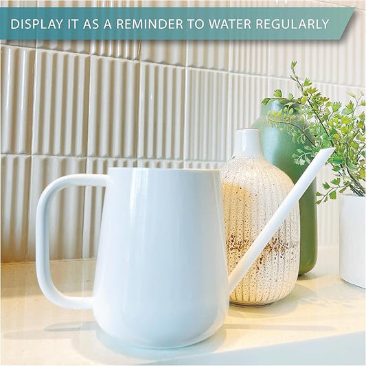 Metal Watering Can for Indoor Houseplants Outdoor Garden Long Sprout Water Can for Succulents Herb Bonsai Modern Garden Tool 33.8oz/1000ml (Brilliant White)