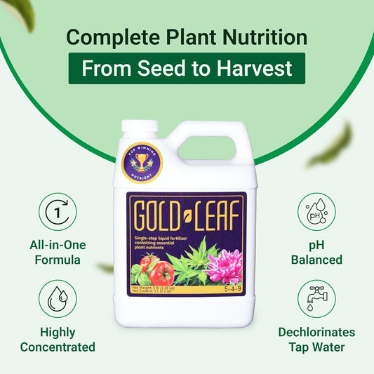 500ml Gold Leaf All-in-One Liquid Fertilizer – pH Balanced, Instantly Dechlorinates, No Additives Needed – for Soil, Hydroponics & Coco – Bigger Blooms, Higher Yields, Complete Plant Nutrition