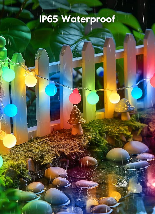 Brightown Solar Lights Outdoor Waterproof, 2 Packs Total 39Ft 120 LED Globe Solar String Lights for Outside, 8 Modes Outdoor Solar Lights for Yard Balcony Patio Tree Canopy Party (Multicolor)