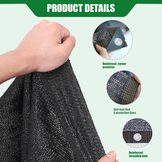40% Shade Cloth for Garden, 10×20FT Plant Shade Cloth with Grommets Mesh Tarp for Greenhouse, Dog Kennel Cover, Chicken Coop, Patio Plants Outdoor Sun Shade