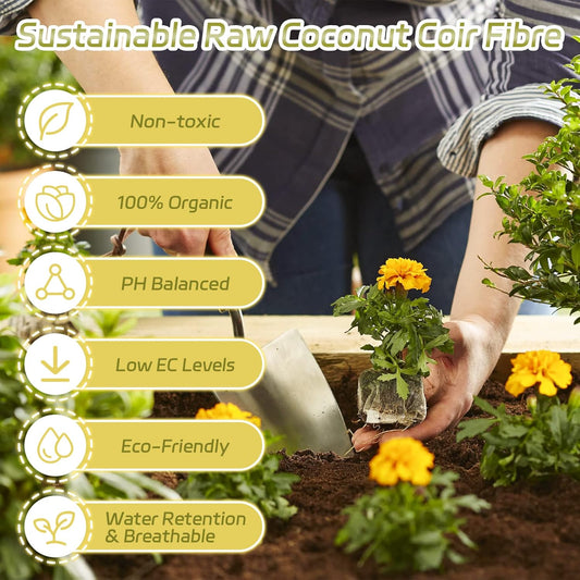 Legigo Pack of 1 Organic Coco Coir Bricks- 100% Natural Compressed Coco Peat Brick Coconut Fiber Substrate with Low EC& pH Balance, Coir Plant Soil Enhance Root Growth for Herbs, Flowers, House Plants