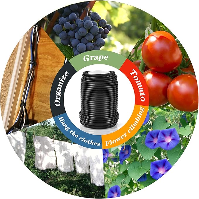 Decoroca Soft Plant Ties for Support - 65.6' Reusable Waterproof Plant Wire, Garden Twist, Office Organization and Decoration Binding(1pc/Black)