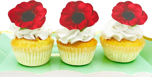 Sugar Robot - Edible Poppy Flowers - Small Size - Edible flowers cake decorations - Premium Crafted - Made in the USA Cake -Set of 20 (Poppy)
