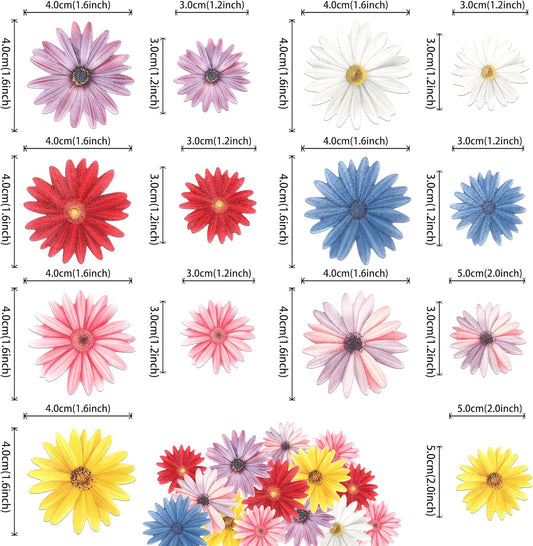 65 PCS Edible Daisy Cupcake Toppers Wafer Paper Flower Birthday Party Decorations Edible Sunflower Cupcake Picks for Baby Shower Wedding Birthday Party Cake Food Decorations Supplies Colorful