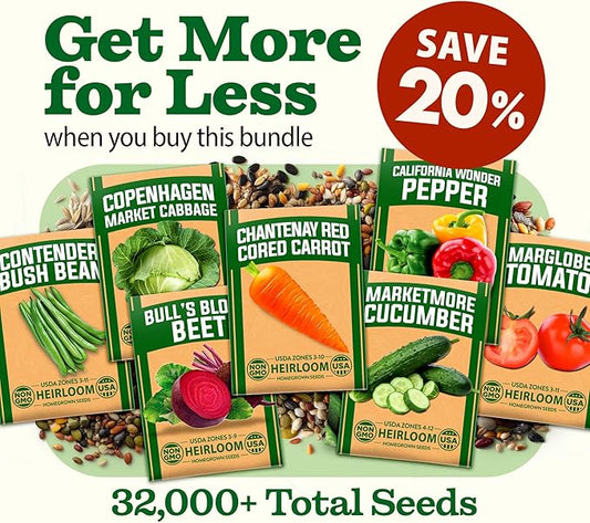 HOME GROWN 70 Variety Vegetable & Herb Seeds β 32,000+ USA Non-GMO Heirloom Survival Seeds βGarden Kit for Spring, Fall, Winter β Indoor & Outdoor Planting β Starter Set for Home Gardeners & Preppers