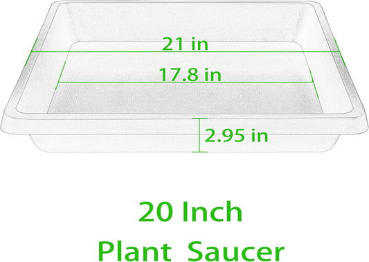 20 Inch Square Plant Saucer 2 Pack, Extra-Deep Large Plastic Plant Saucers, Plant Water Catcher Tray, Flower Pot Saucers, Plant Drip Trays, Saucers for Potted Plants Indoor and Outdoor
