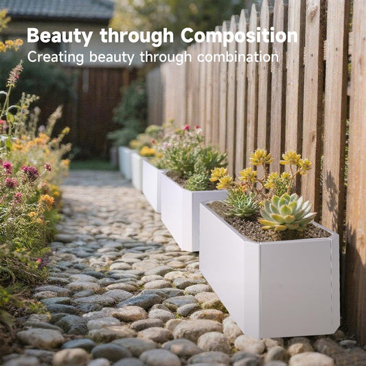 Steel Planter Box-36"x15"x15"-Large Rectangular Planter-Outdoor Indoor-White Matel Planter Box Heavy Duty Commercial Residential for Patio Porch Deck Home Backyard