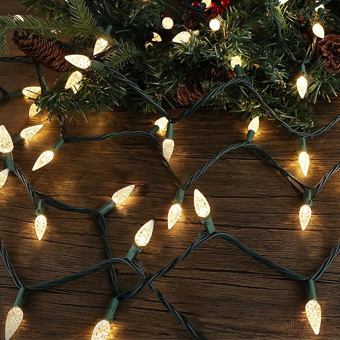 Brizled Gentle Twinkle C5 Christmas Lights, 33ft 100 LED Christmas String Lights, Connectable 120V Warm White Xmas Tree Light Indoor Outdoor Twinkle Xmas Light for Tree Home Holiday Wedding Decor