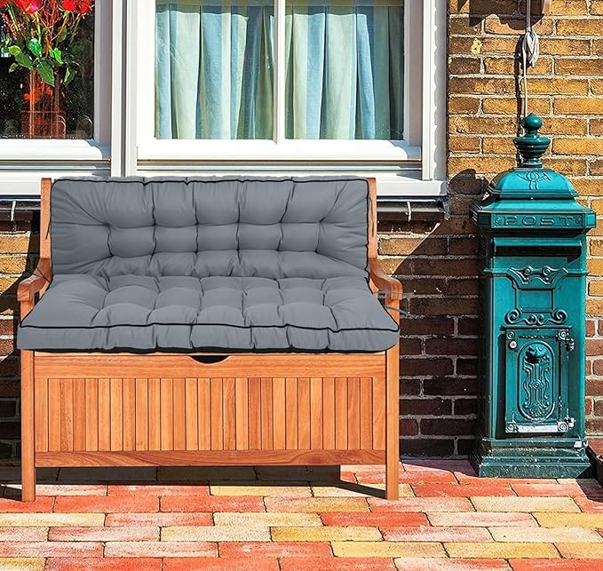 Replacement Cushions with Backrest, 2 or 3 Seater Waterproof Non-Slip Overstuffed Swing Pad, Indoor/Outdoor Bench Cushion for Porch Chair Swing Garden Furniture (Light Grey, 40 * 63 in)