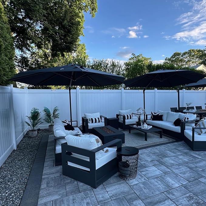 PURPLE LEAF 10 Feet Patio Umbrella Outdoor Cantilever Round Umbrella Aluminum Offset Umbrella with 360-degree Rotation for Garden Deck Pool Patio, Grey