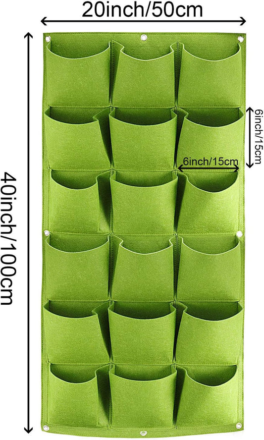 ZOENHOU 2 Pack Total 36 Roomy Pockets Green Vertical Garden Planter, Wall-Hanging Flower Pot Bags, Felt Wall Mount Balcony Planter Pouch for Herbs, Succulent, Flowers and Vegetables