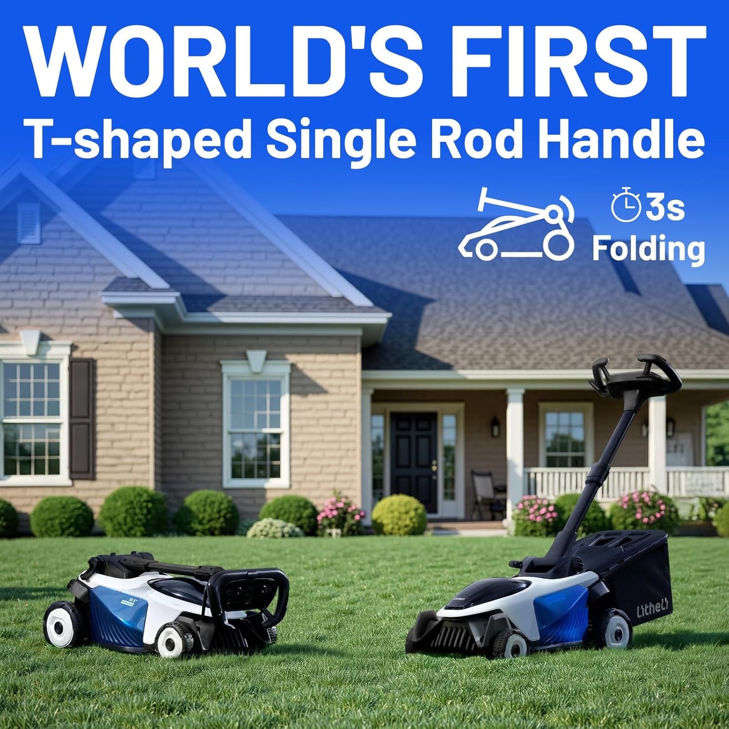 Electric Lawn Mower, Self-propelled Lawn Mower Cordless 40V(2x20V) 18.5" Brushless Mower with Electric Cutting Height Adjustment, Higher Rotation Speed, 2 x 4.0Ah Battery and Rapid Charge Included