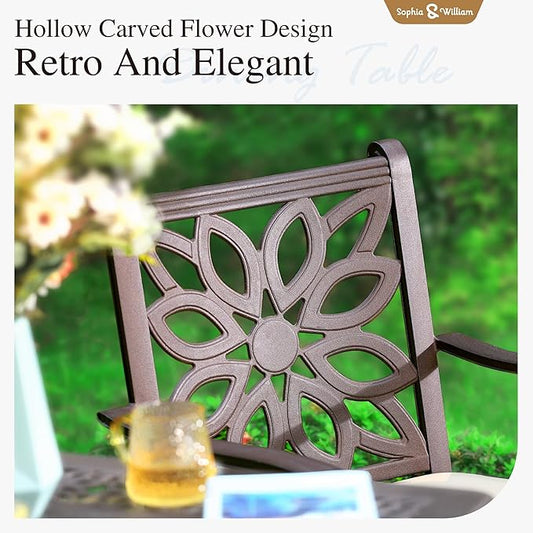 Sophia & William Cast Aluminum Patio Bar Chairs Set of 2, Bar Height Swivel Outdoor Bar Stools Chairs, Counter Height Outdoor Barstools, Brown, Load Capacity: 350 lbs