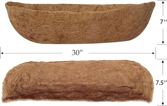 30 inch Replaceable Coco Liner for Railing Basket Horse Trough Coco Liner for Window Box, Coco Liner for Fence Flower Baskets 100% Natural Coir Liners for Basket (30 in / 2Pcs)