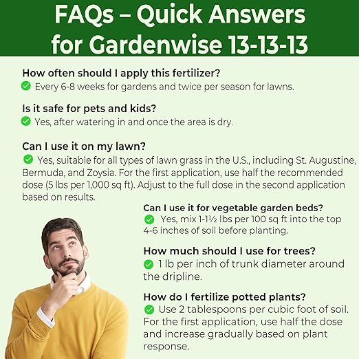 13-13-13 Slow Release Granular Fertilizer ā All Purpose Plant Food 13 13 13 for Outdoor Grass, Vegetables, Roses, Flowers, Shrubs, Trees. Lawns, Gardens, Potted Plants (20 quarts)