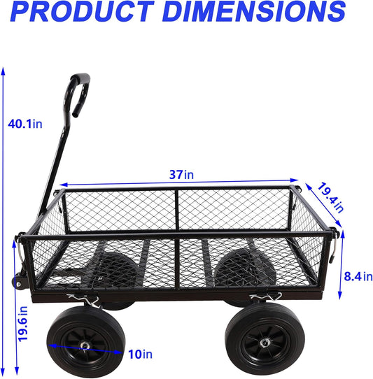 Wagon with Removable Sides Can be Used in Farms, Warehouses etc l Garden Dump cart- A Must-Have for Your Dream Garden Garden Essential- Dump cart Solid Wheels (Black Solid Wheels)