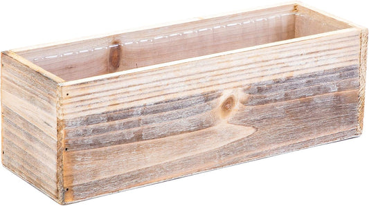 Wooden Planter Box, Whitewash with Plastic Liner l Garden Decor l Restaurant and Wedding Decorations l Wedding Bouquets, Table Centerpiece (12x4 Set of 4, Whitewash)