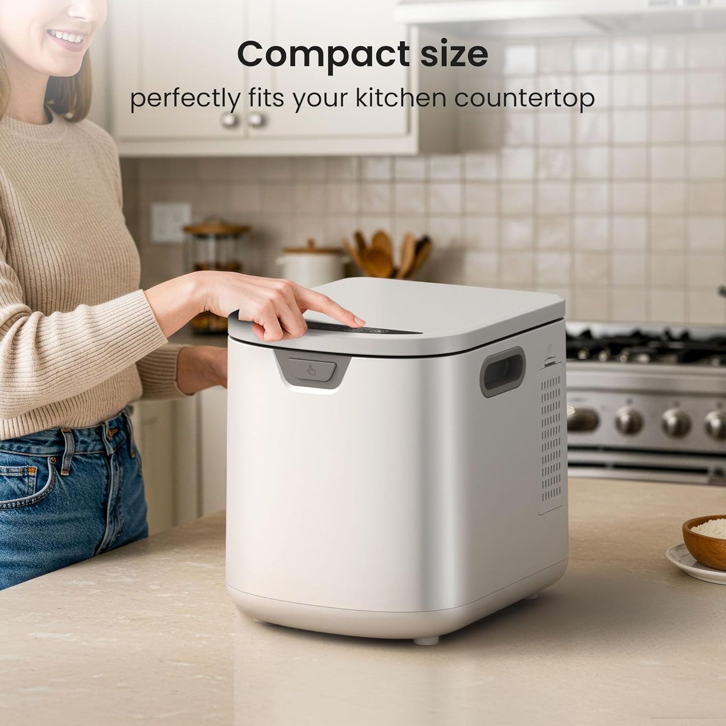 Kismile Electric Composter for Kitchen, 3.5L Smart Countertop Compost Bin with LED Timer Display, Odorless/Auto-Clean, Indoor Compost Bin, Turn Food Waste into Fertilizer