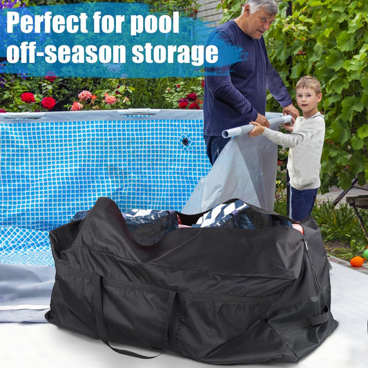 140 Gallon Extra Large Storage Bag for Aboveground Pools - Heavy-duty Pool Cover Storage with 4 Carrying Handles, Outdoor Patio Cushion Bag, 56''x24''x24''