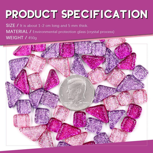Swpeet 1 Pound Mixed Colors Shine Crystal Series Mosaic Tiles Assortment Kit, Square and Triangle Genuine Mosaic Tiles Glitter Crystal Mosaic Perfect for Home Decoration Crafts - Mosaic Tiles H