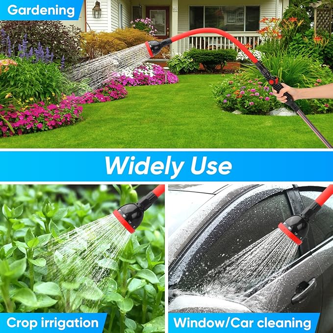2 in 1 Bendable Watering Wand Heavy Duty, for Garden/Car Use with 10 Spray Patterns, 29In Long Hose Nozzle Sprayer,Fits 3/4” Quick Coupling/Garden Hoses