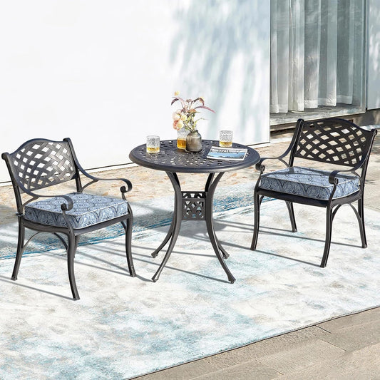 LVTXIII Patio Chair Cushions 22"x22"x3", Water-Repellent Outdoor Seat Cushions for Patio Furniture, Square Chair Pads with Ties for Home Garden Decoration, Set of 2, Medallion Blue