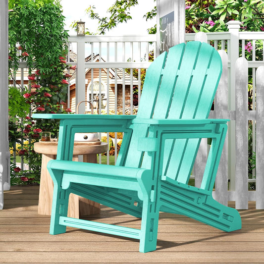 Adirondack Chairs Set of 2, Tool-Free Assembly All-Weather Plastic Adirondack Chairs, HDPE Fire Pit Chairs with Cup Holder, Outdoor Chair for Patio Garden (Aruba)