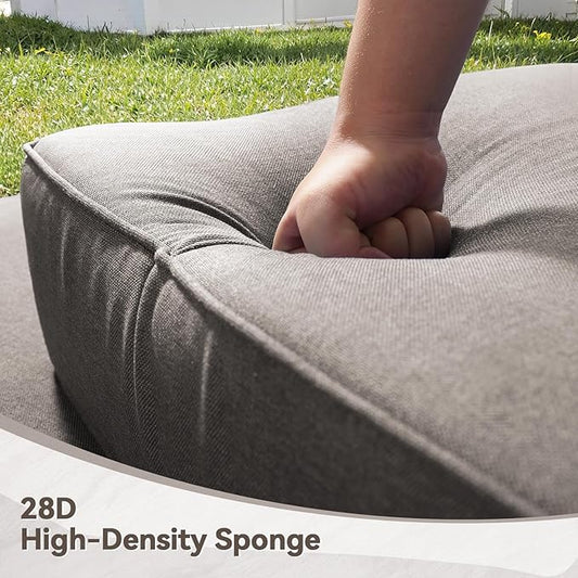 Luxury 6" Outdoor Cushions for Patio Furniture, 24x24x6" Thick Seat Cushion Set of 8, Fade Resistant Couch Chair Replacement Cushions High Density Deep Wicker Chair Cushion w/ Removable Cover Gray