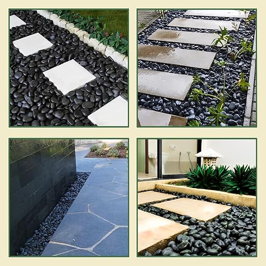 10lbs Black Rocks for Planters 1"-2" Natural Decorative River Pebbles Black Polished Pebbles for Plants Garden Decorative Stones for Outdoor Landscaping, Plants, Vase Filler Fish Tank Aquariums