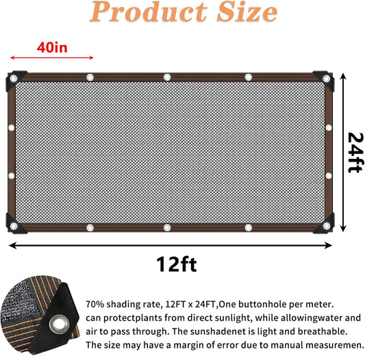 Shade Cloth - for Garden Plants Greenhouse, 70% Sunblock Shade Neting -for Outdoor Garden Pergola Patio Lawn Pool, Easier to Hang Sun Protection Neting Covers for Kennel Chicken Coop