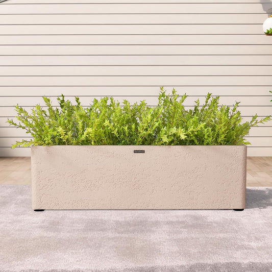 31 Inch Rectangular Concrete Planter,Durable All-Weather Use with Drainage Holes,Large Rectangular Planter for Outdoor Indoor Plants