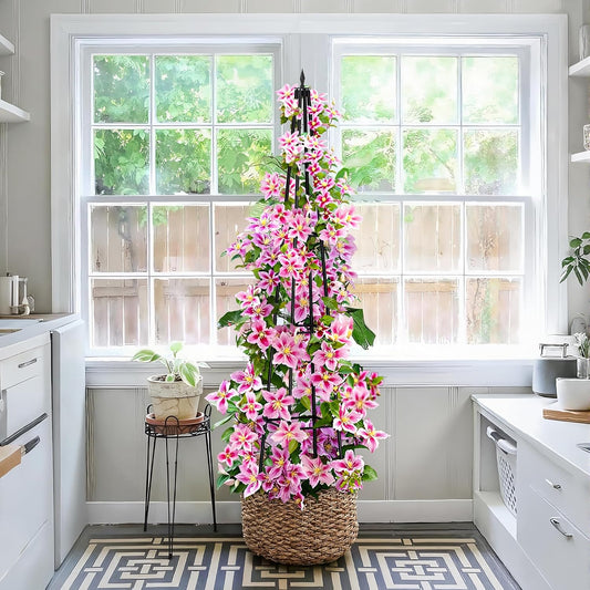 6 FT Obelisk Trellis for Climbing Plants Outdoor, 6FT Garden Trellis with Extra Thickened Plastic-Coated Metal Pipes, Garden Indoor Potted Plant Support, Climbing Support for Potted Plants