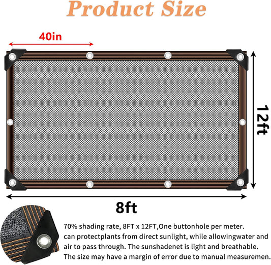 Shade Cloth - for Plants Greenhouse, 70% Sunblock Shade Sails -for Outdoor Garden Pergola Patio Lawn, Sun Protection Neting Cover for Kennel Chicken Coop Easier to Hang Plant Cover