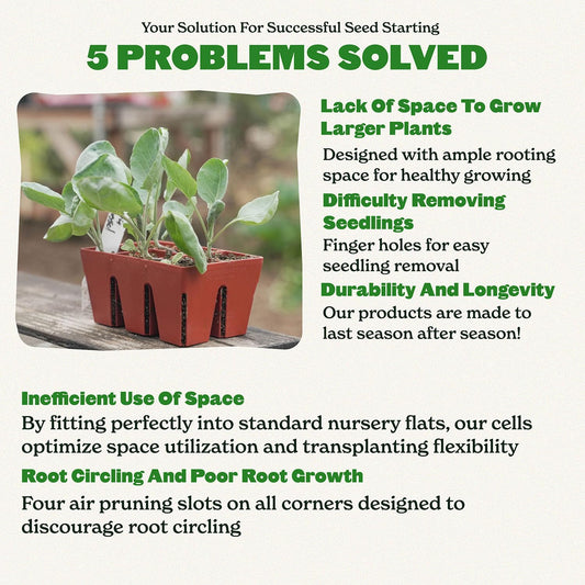 Epic Gardening Reusable Seed Starter Tray - 6 Cell/24 Seedling Starter Trays - Easy Watering, Indoor Greenhouse, Plant Starter, Gardener-Friendly for Seedlings | UV-Treated & BPA-Free - Terracotta