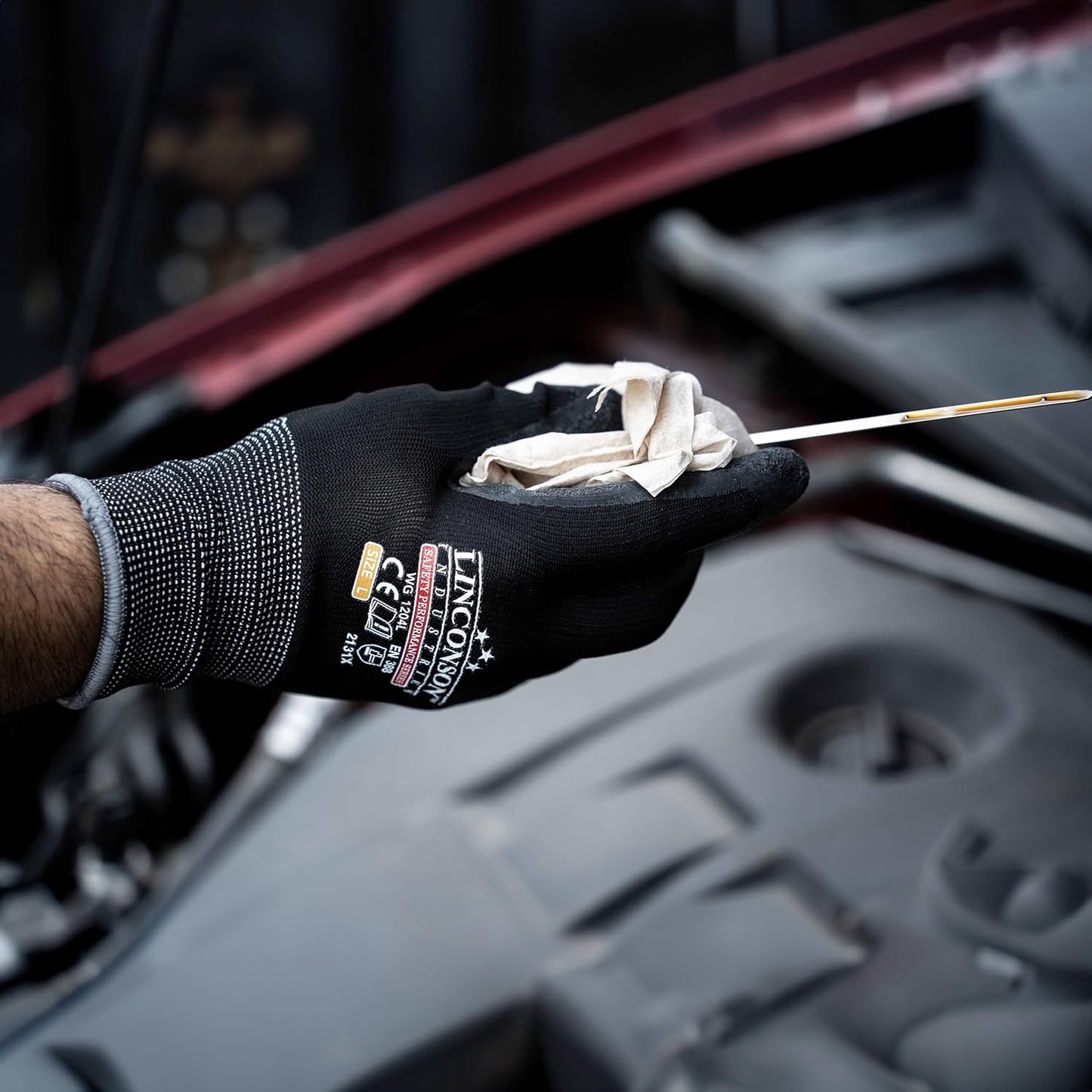 linconson 12 Pack Safety Performance Series Construction Mechanics Wrinkle Latex Work Gloves