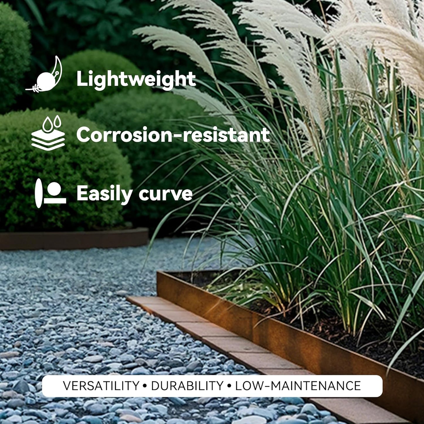 Worth Galvanized Steel Landscape Edging 8" x50' Metal Garden Edging Roll Flexible Bender Border with 16Pcs Stakes for Lawn, Flower Bed Edges, Rust-Like Color