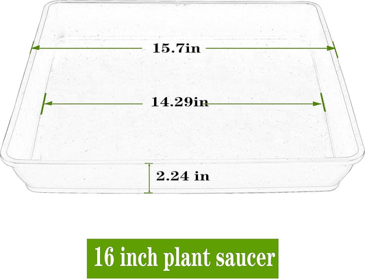 2 Pack Square Plant Saucer 16 Inch, Duty Plastic Plant Saucer, Heavy Duty Plant Pot Saucers, Planters for Indoors and Outdoors Plants,Large Deep Plant Trays for Pots.