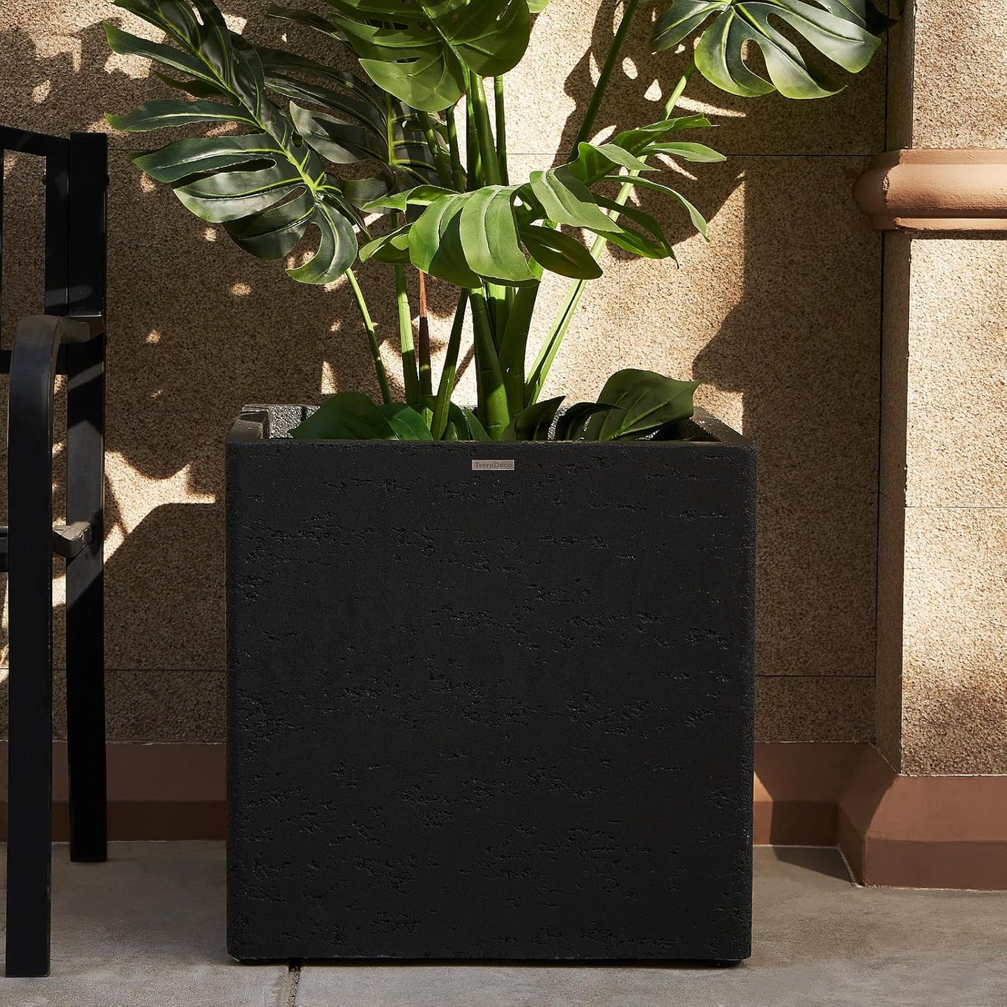 20 Inch Square Concrete Planter(20Lx20Wx20H,48 Pounds),Durable All-Weather Use with Drainage Holes,Large Square Planter for Outdoor Indoor Plants