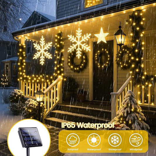 4 Pack 180FT Solar String Lights for Outside, Super Bright 320 LED Solar Christmas Light Outdoor Waterproof with 8 Modes, Green Wire Solar Twinkle Fairy Lights for Xmas Tree Party Yard (Warm White)